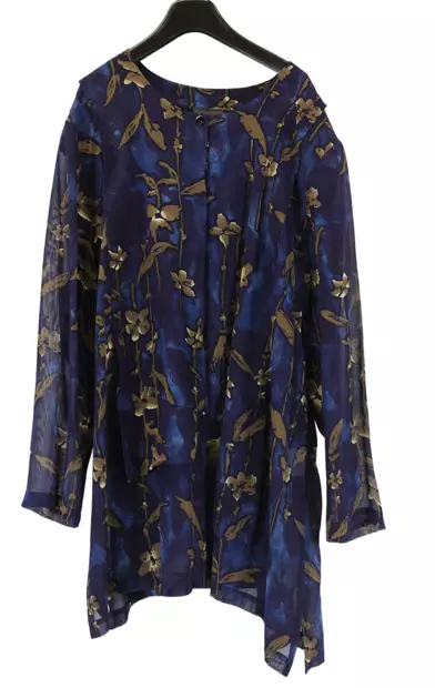 mekko_sininen_beigetkukat.png - Käytetyt Naisten paidat ja topit - A00001663 - 1